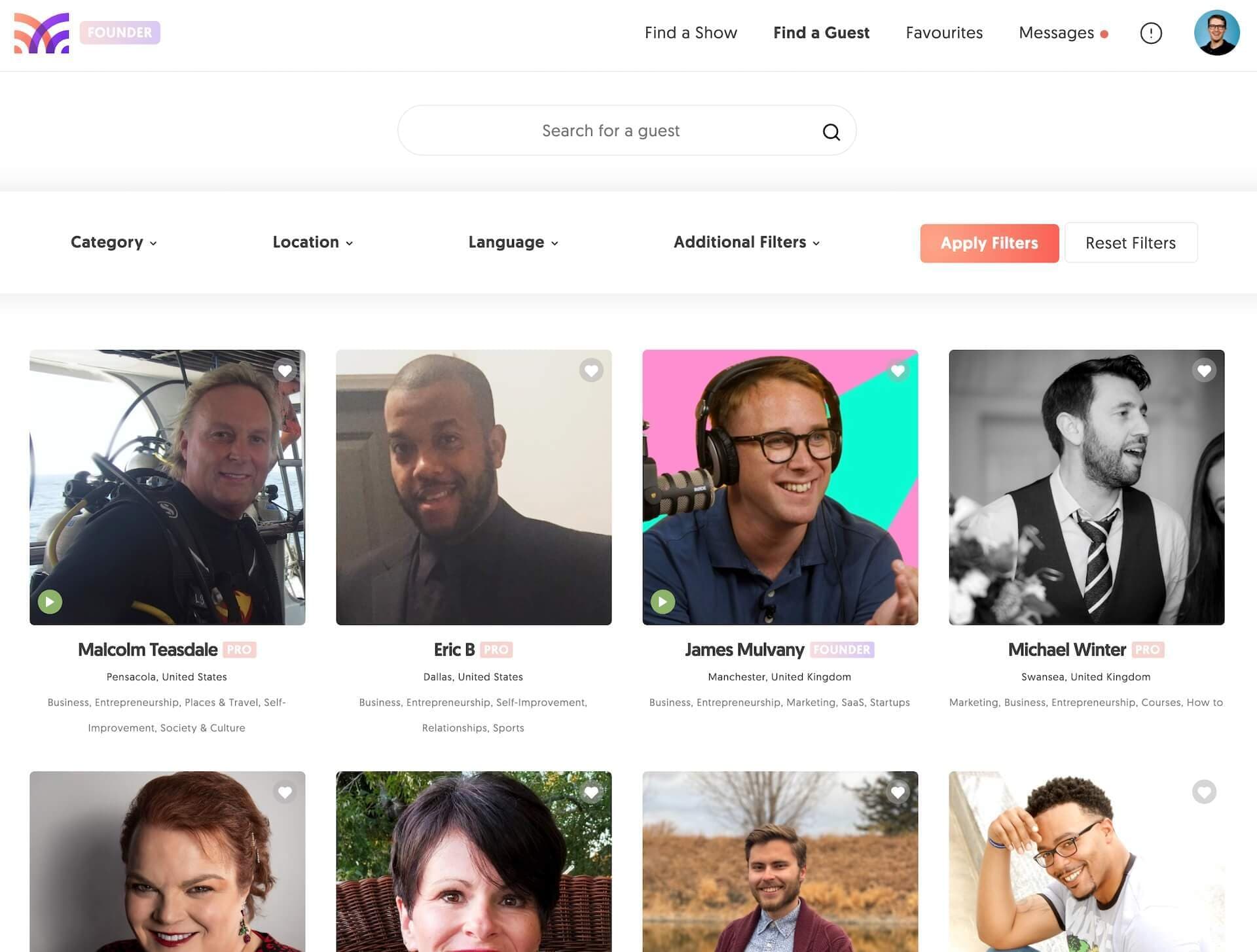 MatchMaker.fm guest profiles