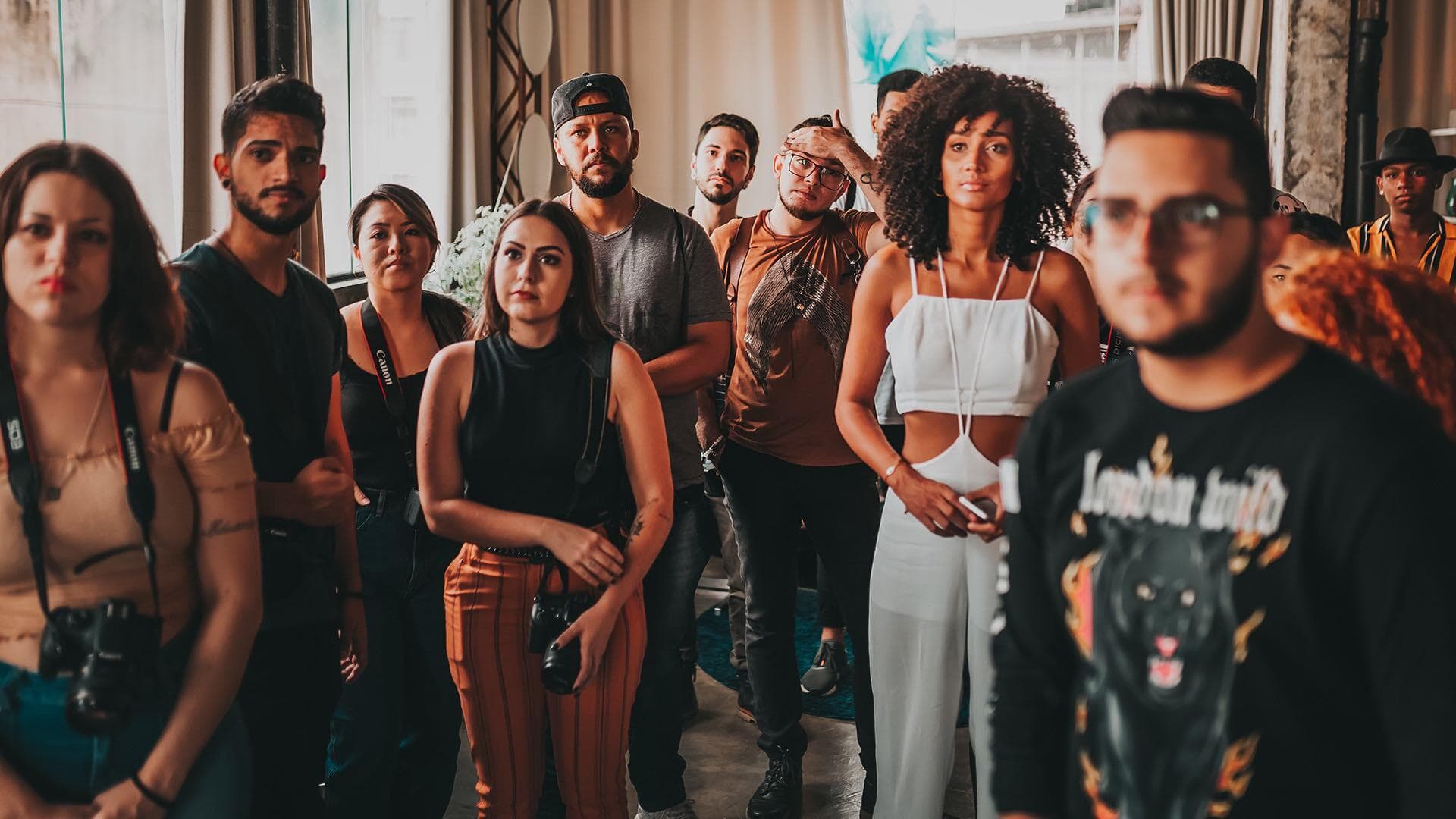 People listening to a leader.