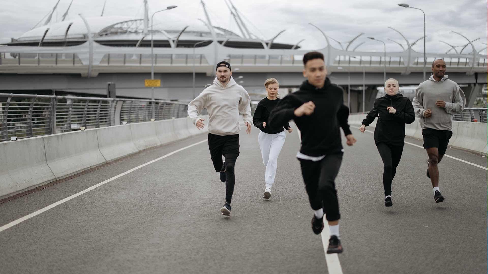 Joggings out on a run.