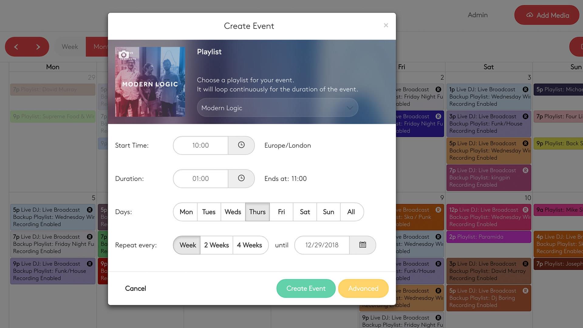 Radioco Scheduling Event Uni