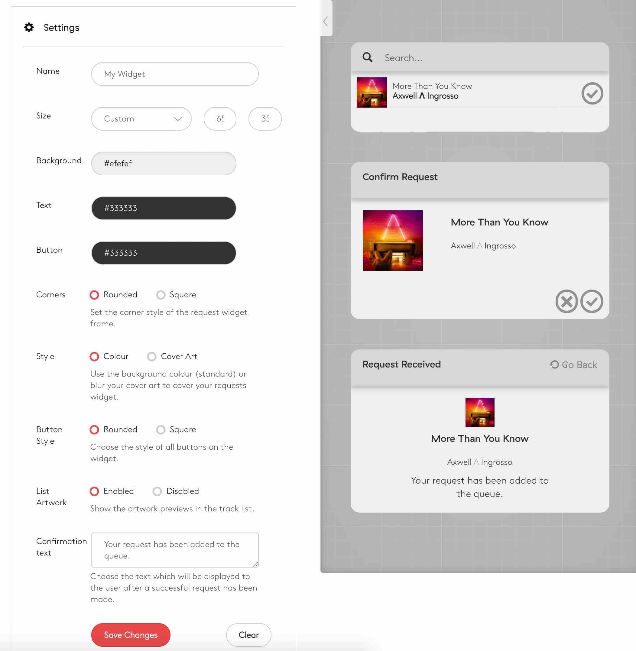 Song Requests Widget Editor