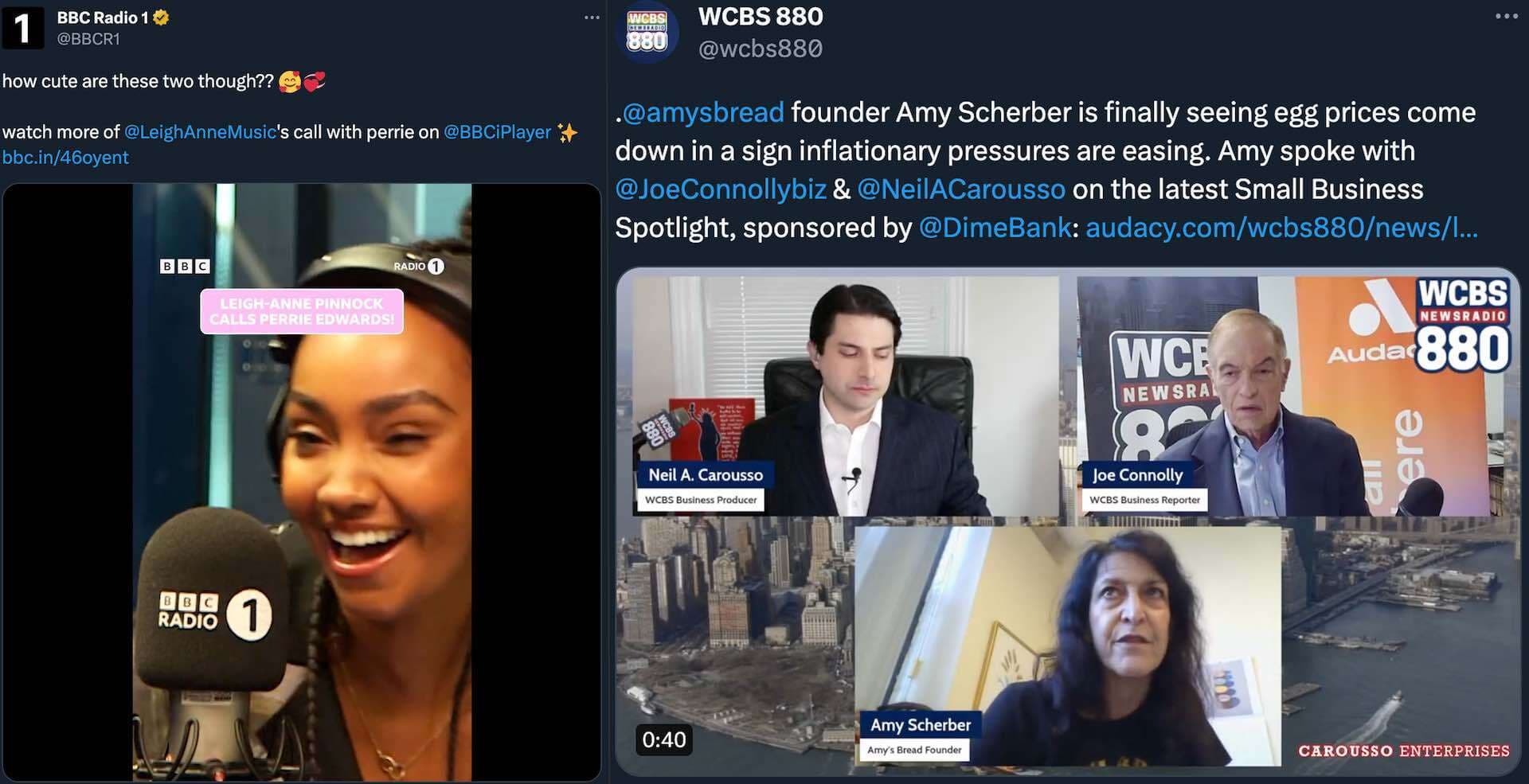 BBC Radio 1 and WCBS Radio guests.