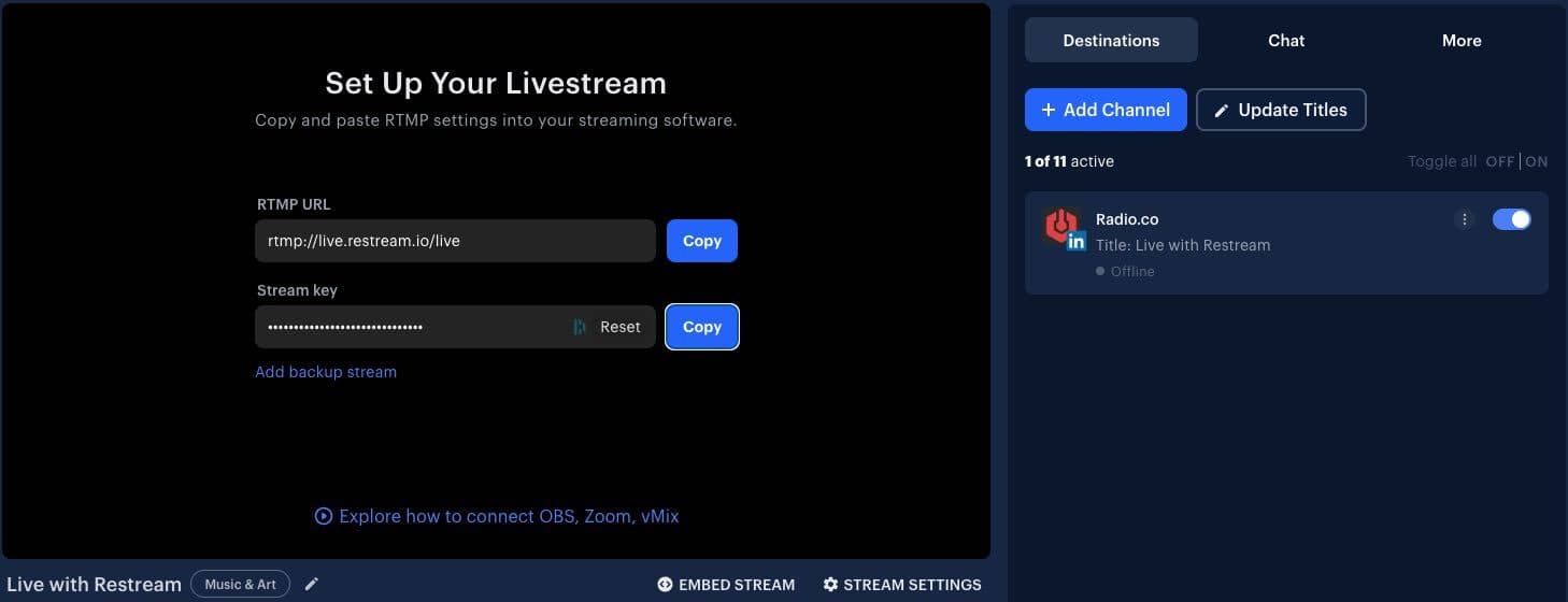 Restream stream key.