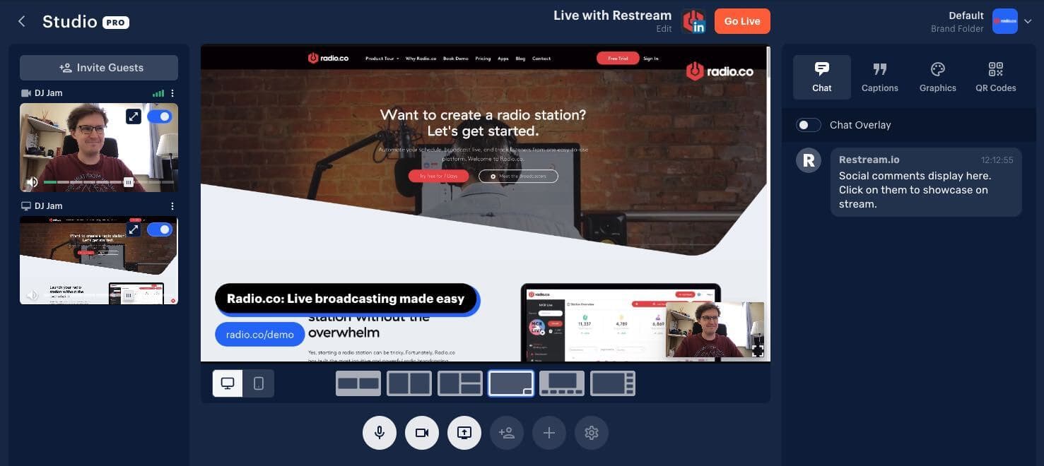 The Restream studio.