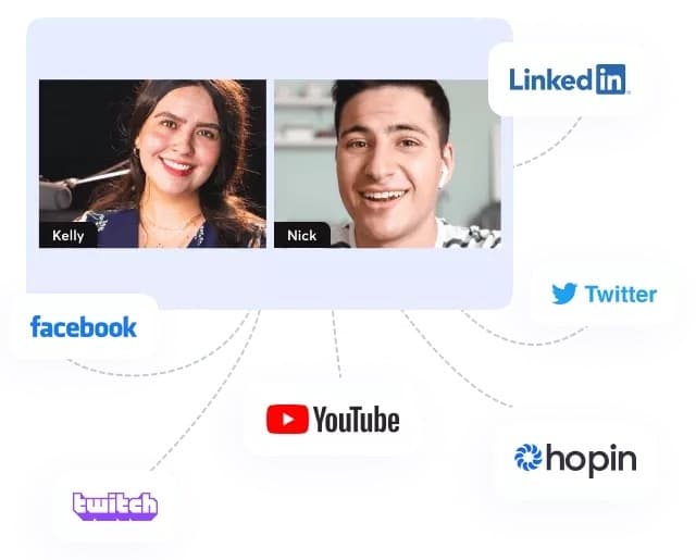 StreamYard connecting to multiple platforms.