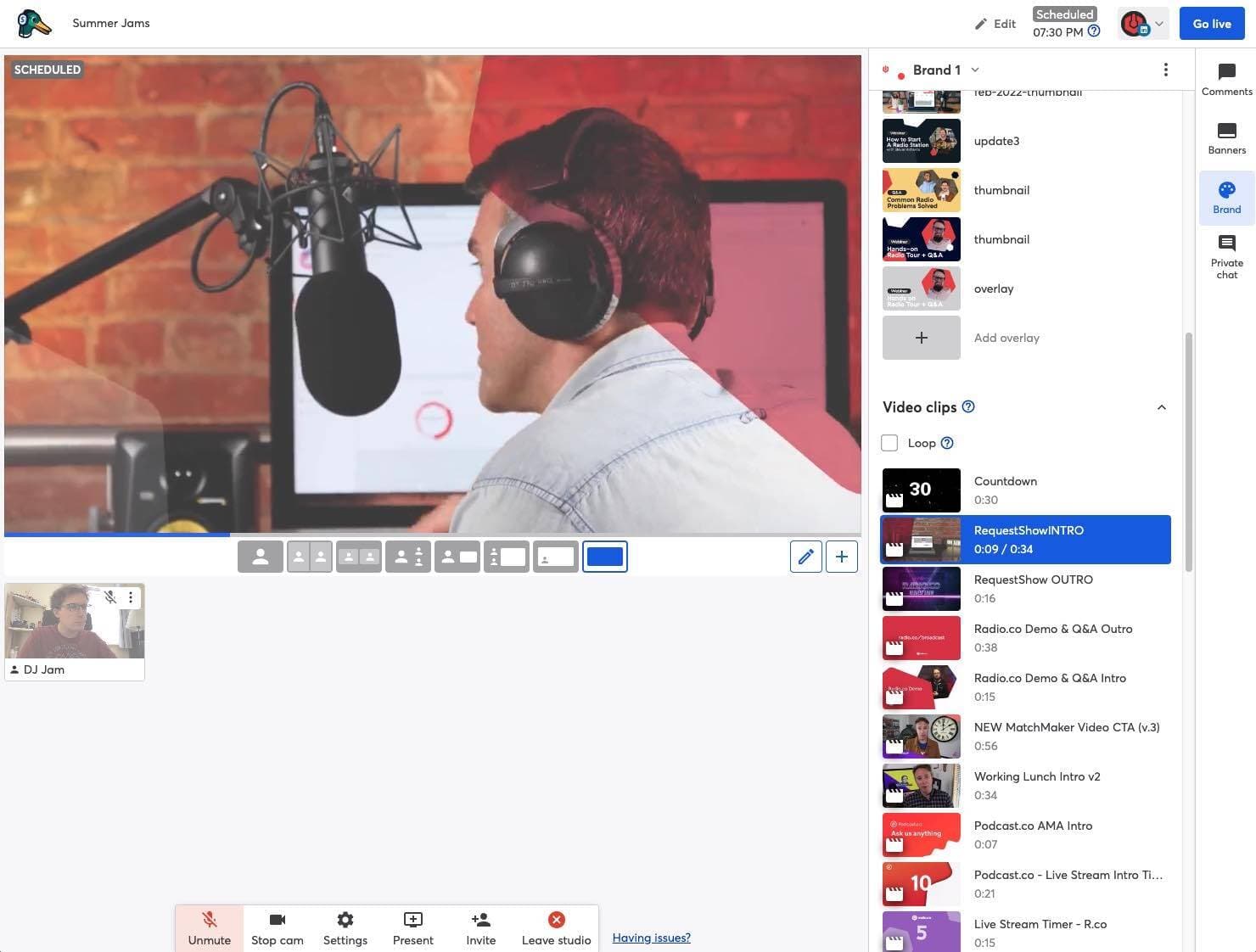 StreamYard studio ready to go live.