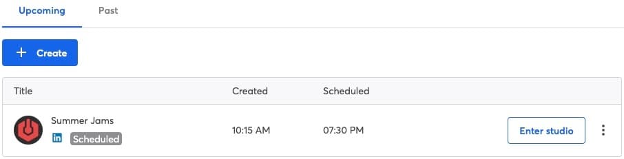 StreamYard upcoming shows.