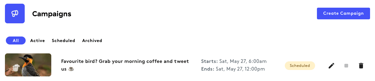 Schedule app campaign.