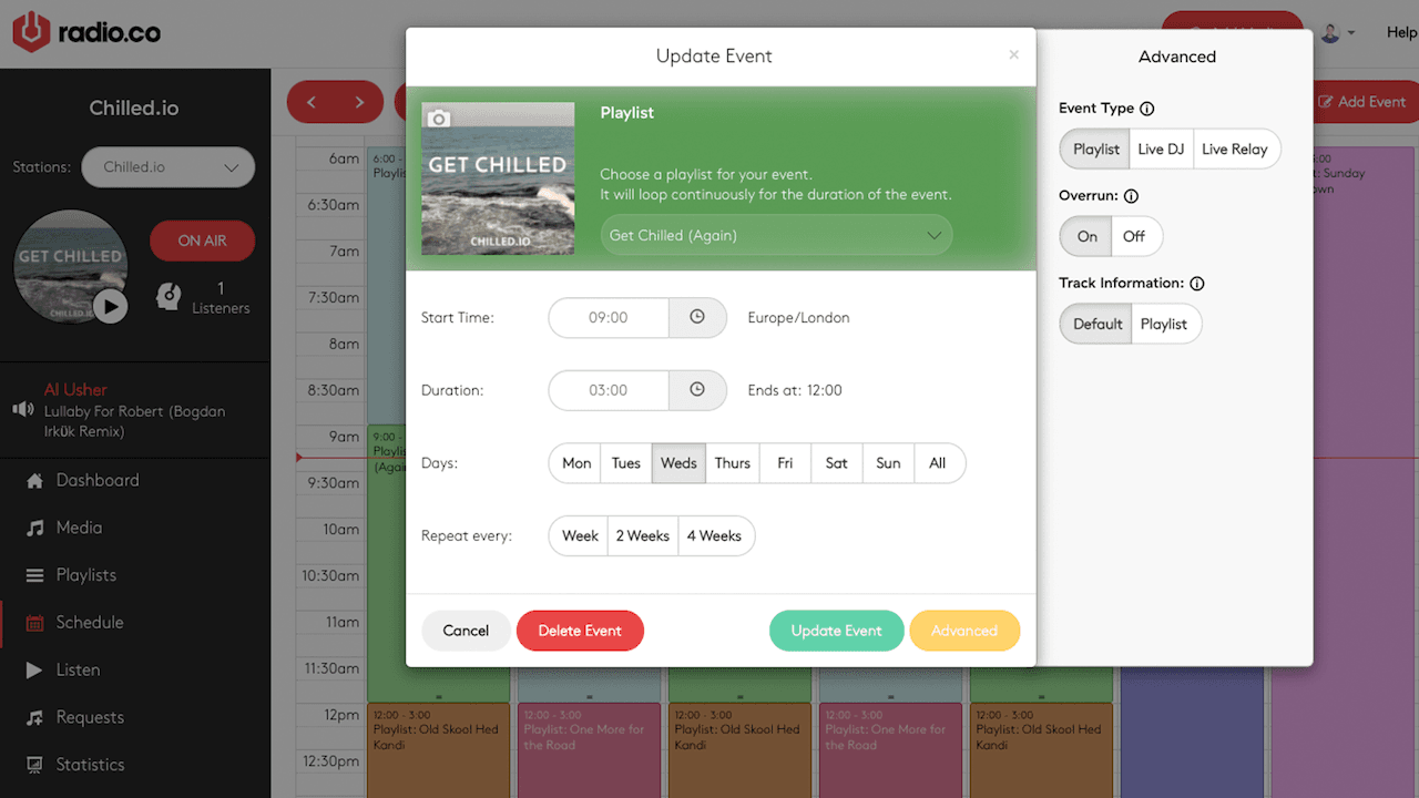 Event overrun chilledio header
