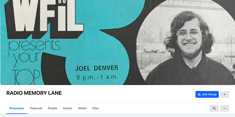 A screenshot of the Radio Memory Lane Facebook Group