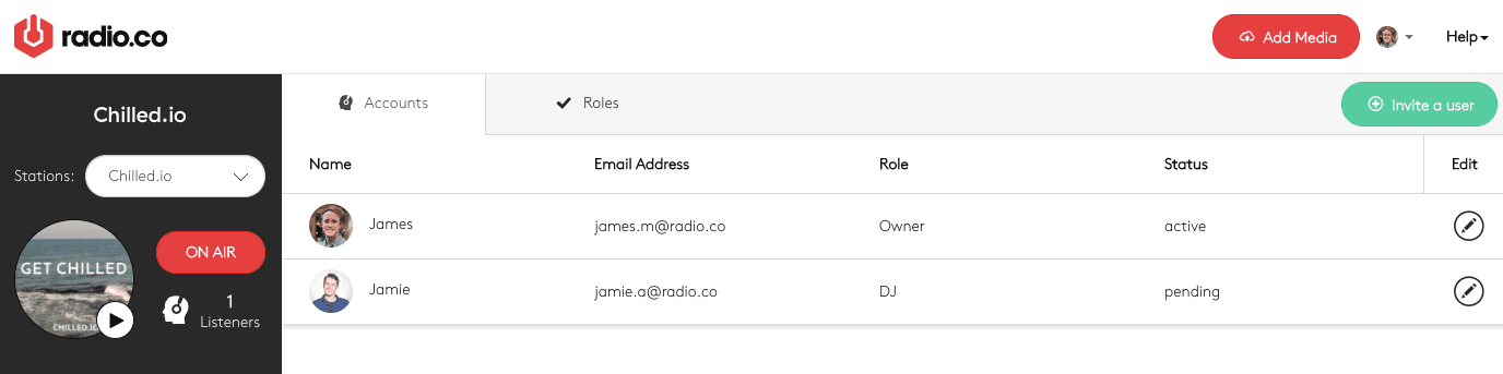 Invited users, pending state