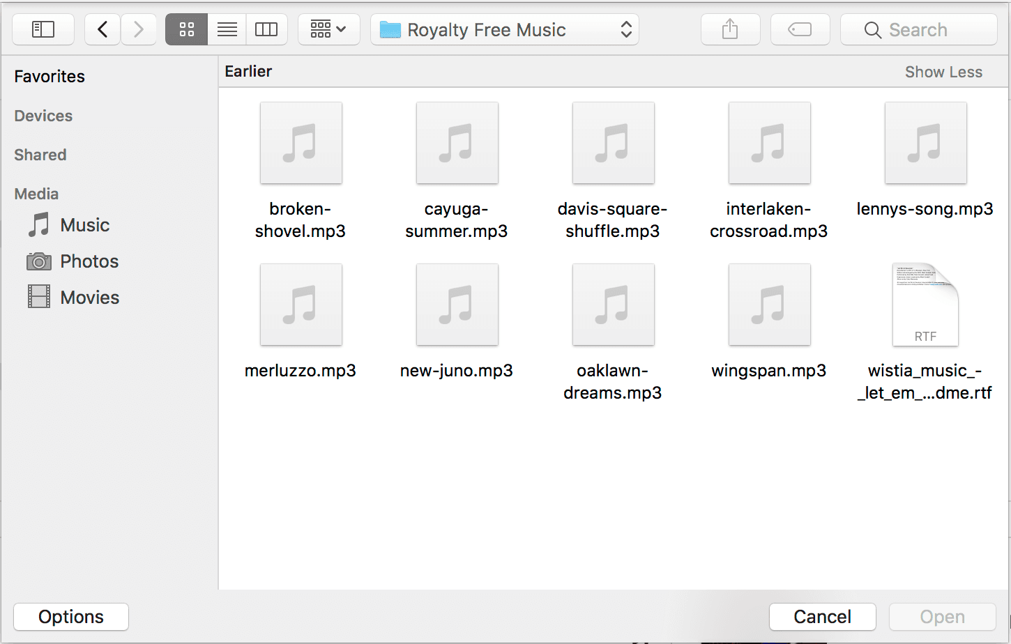 Select files from your browser